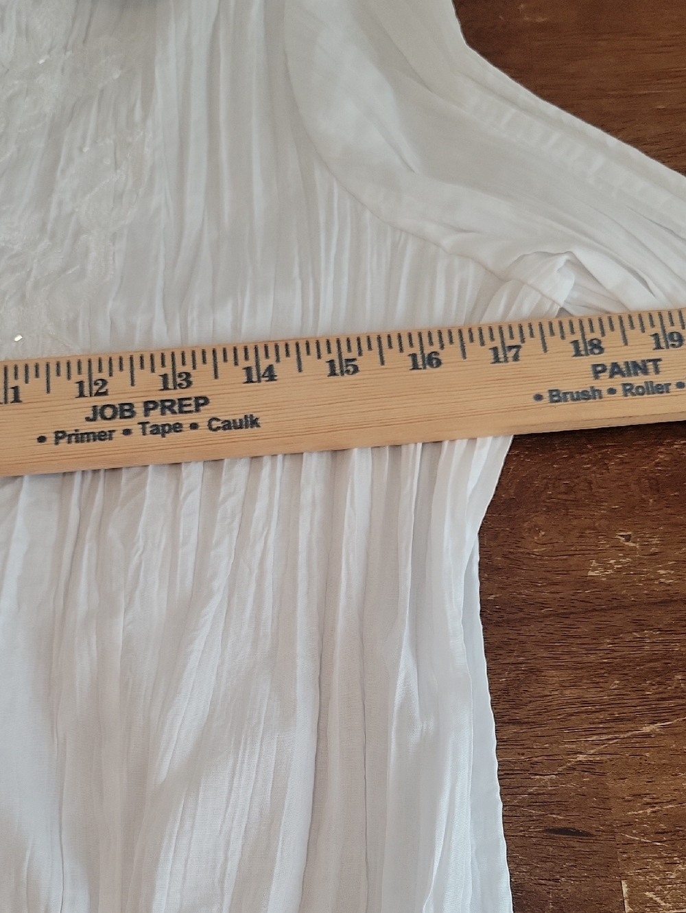 New w/Tags COMO Vintage White Button-Down Crinkle Shirt with Floral Embroidery - Picture 7 of 8